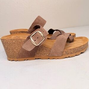 Yukono brown leather wedge sandal